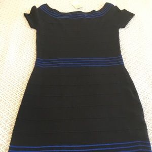 Max Studio black and blue body con dress